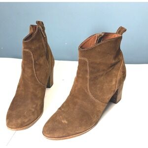 J.Crew Y2K Brown Suede Heeled Ankle Boots 10 Western Boho Festival Indie Cowgirl